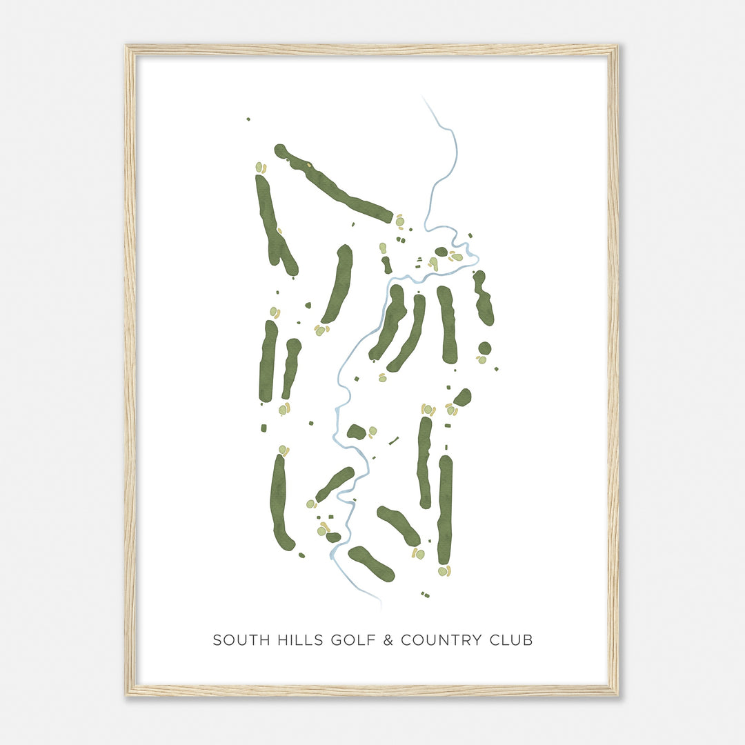 Print of South Hills Golf & Country Club Modern Map