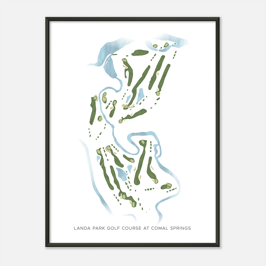 Print of Landa Park Golf Course At Comal Springs Modern Map