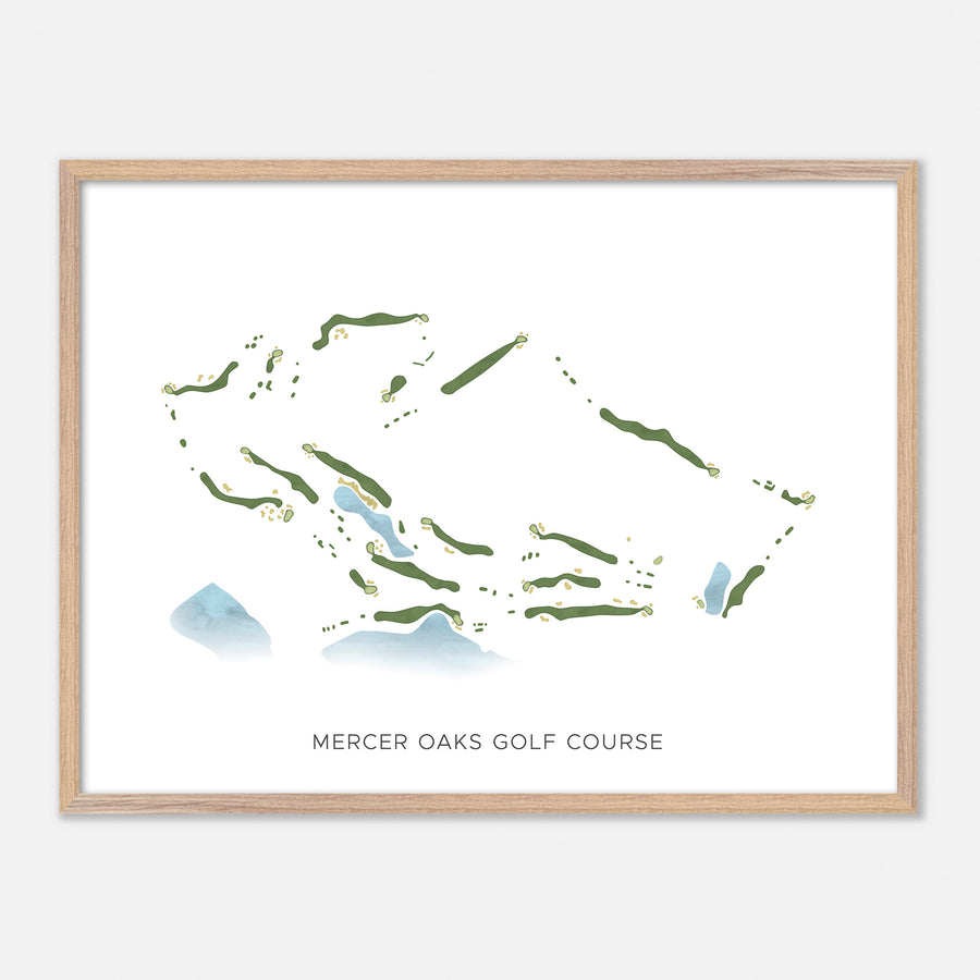 Print of Mercer Oaks Golf Course Modern Map