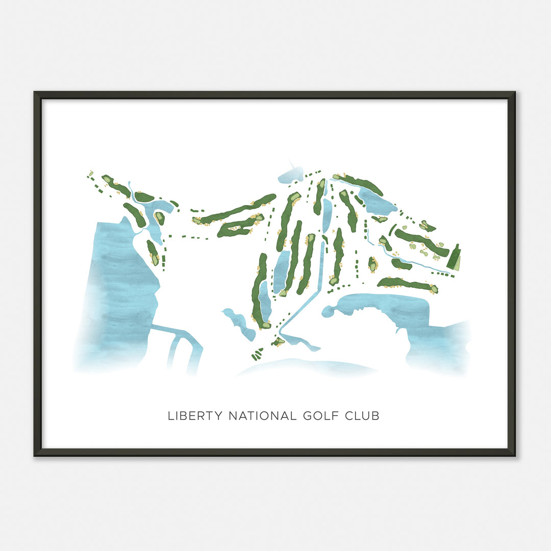 Print of Liberty National Golf Club Modern Map