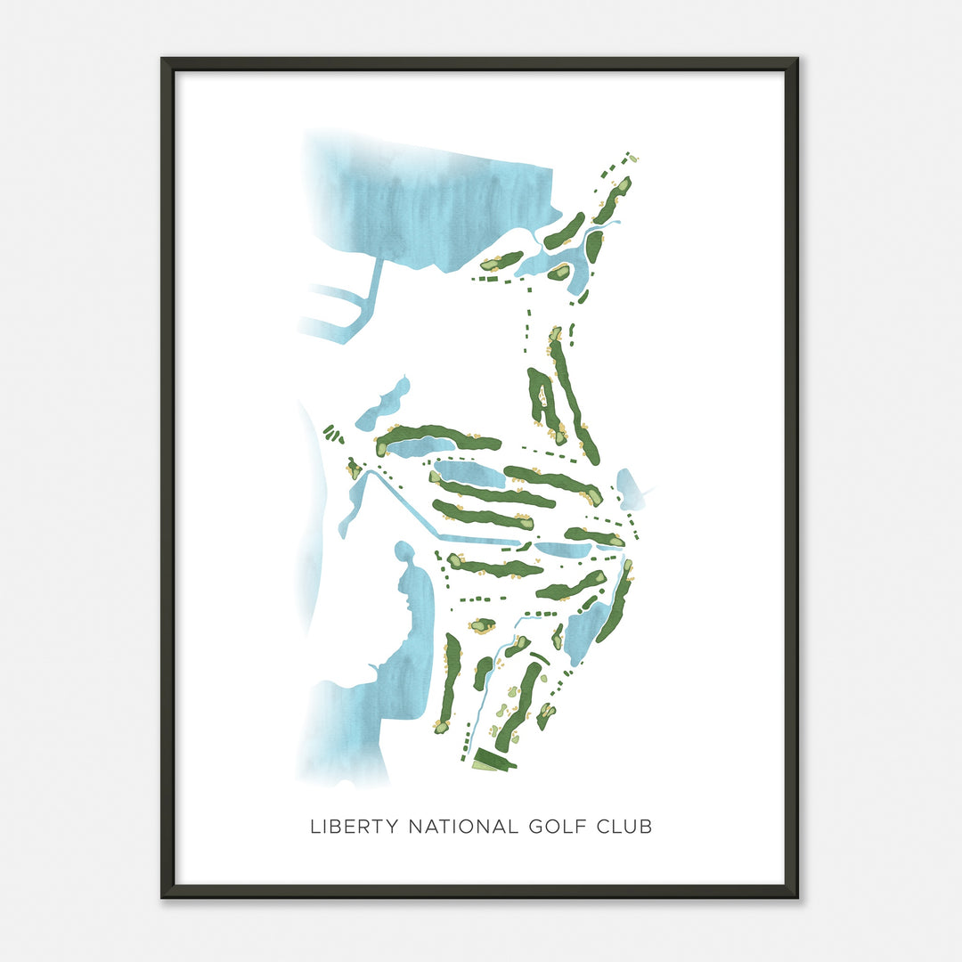 Print of Liberty National Golf Club Modern Map