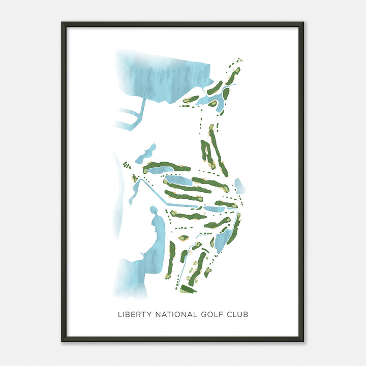 Print of Liberty National Golf Club Modern Map