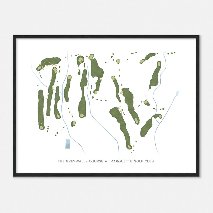 Print of The Greywalls Course At Marquette Golf Club Modern Map