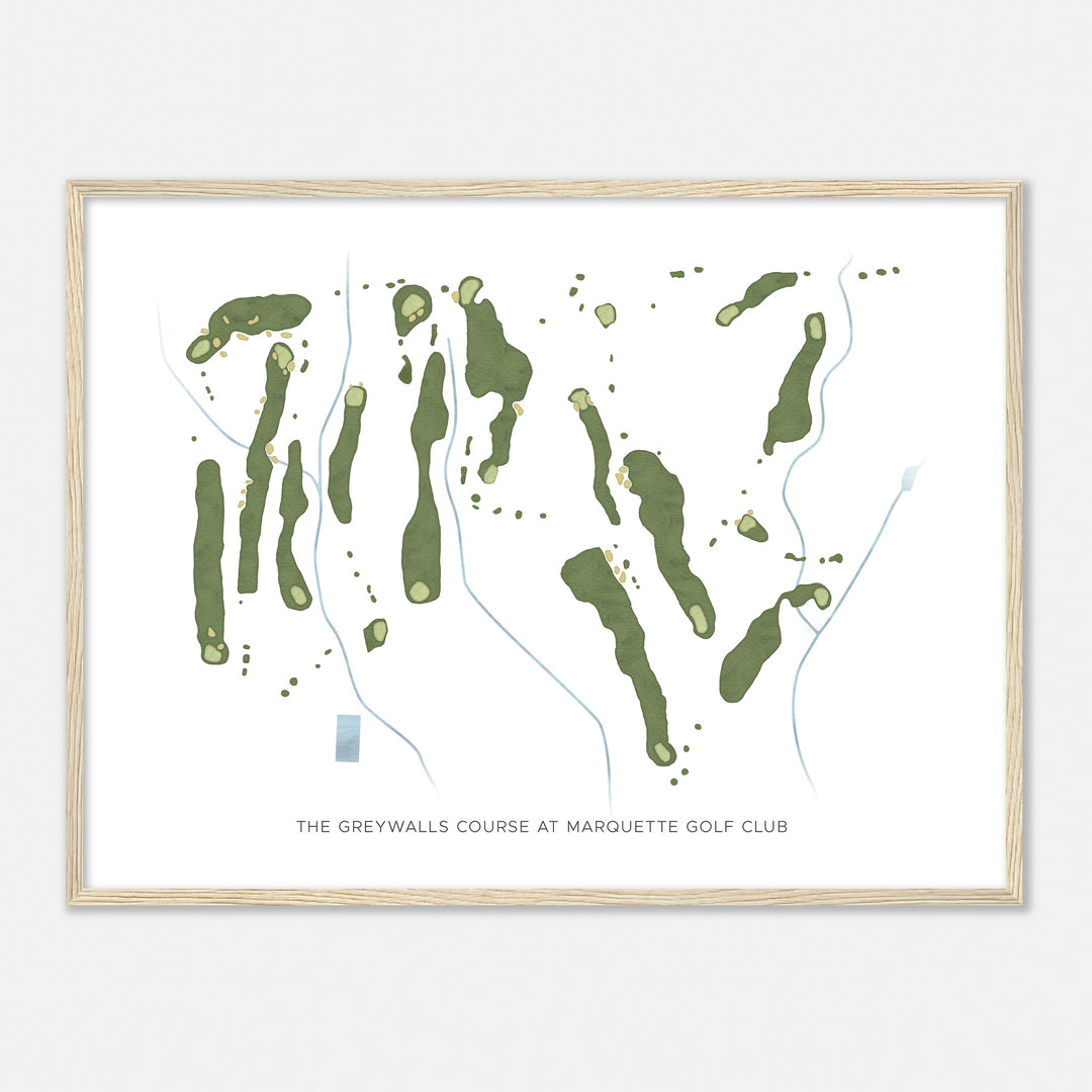 Print of The Greywalls Course At Marquette Golf Club Modern Map
