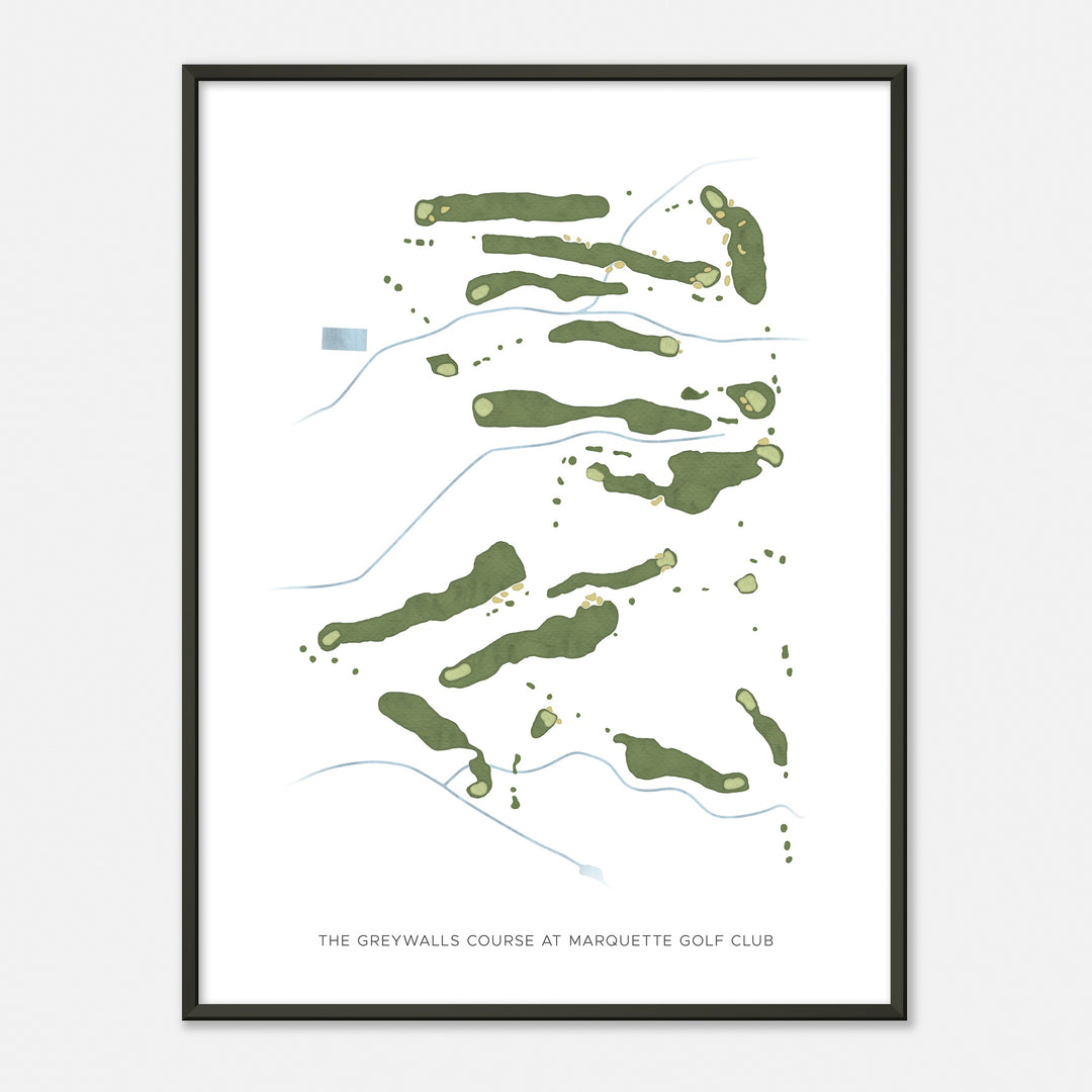 Print of The Greywalls Course At Marquette Golf Club Modern Map