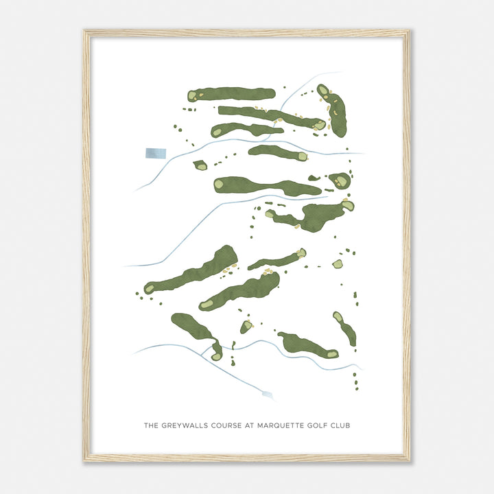 Print of The Greywalls Course At Marquette Golf Club Modern Map
