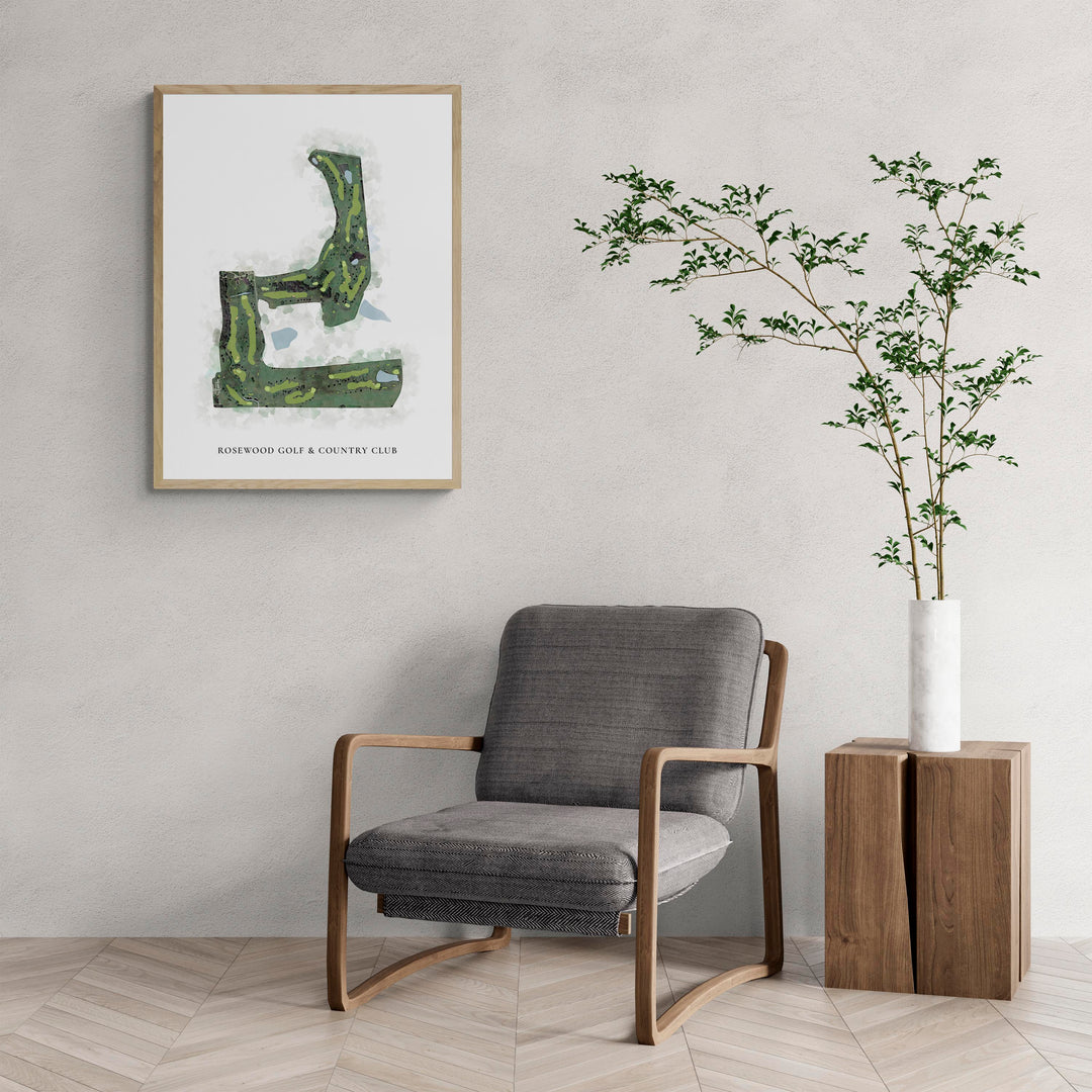 Classic Map of Rosewood Golf &amp; Country Club with a comfy armchair and large plant