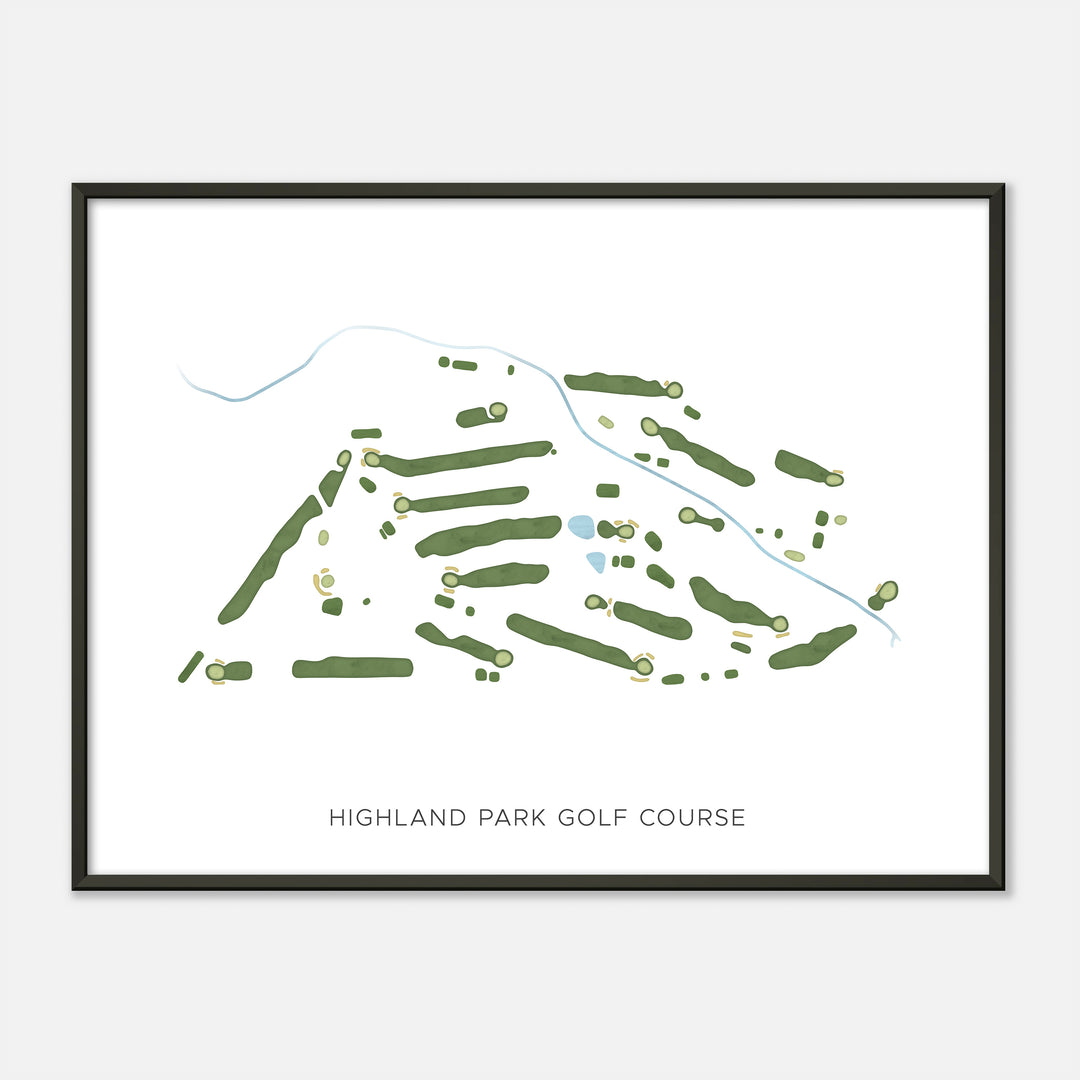 Print of Highland Park Golf Course Modern Map