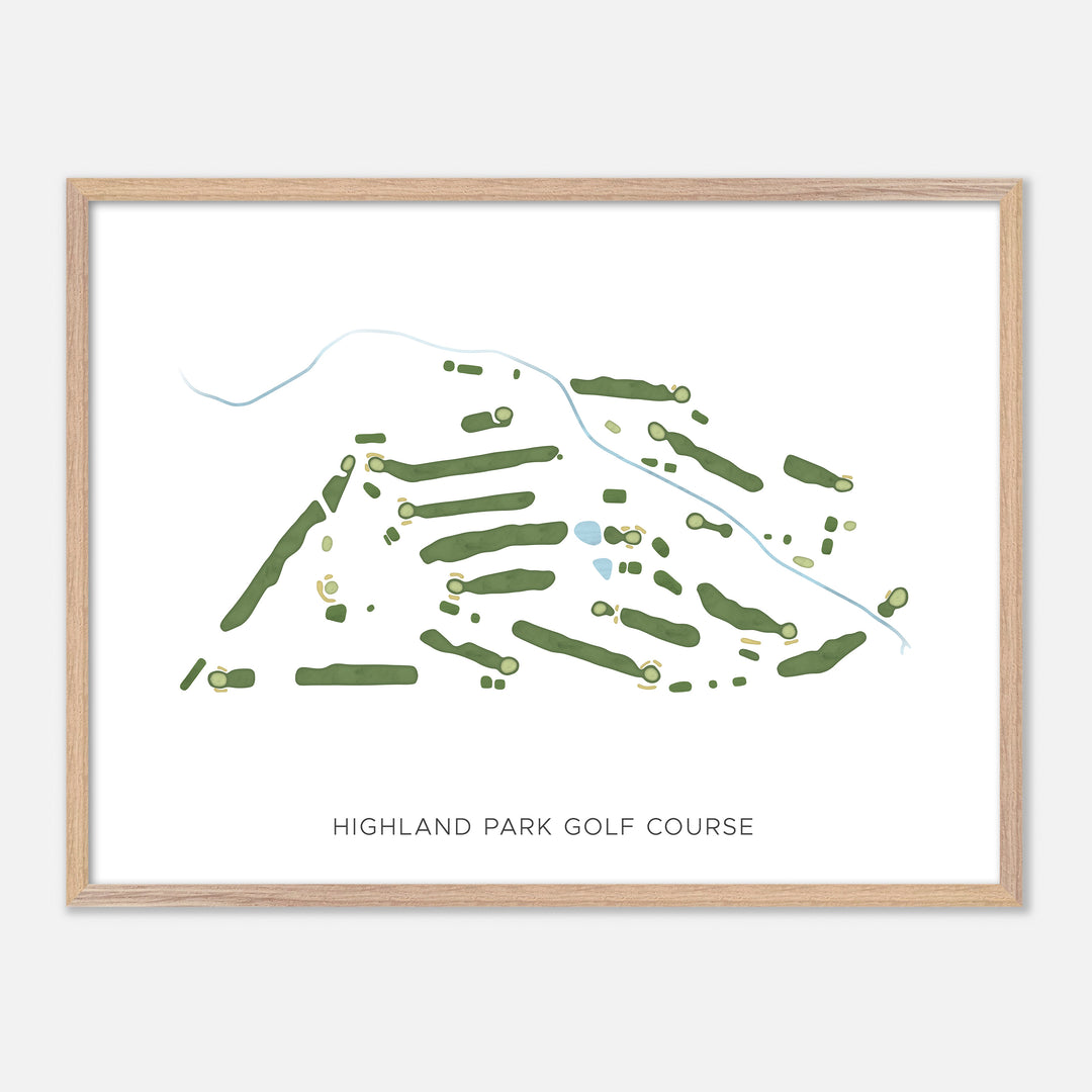 Print of Highland Park Golf Course Modern Map