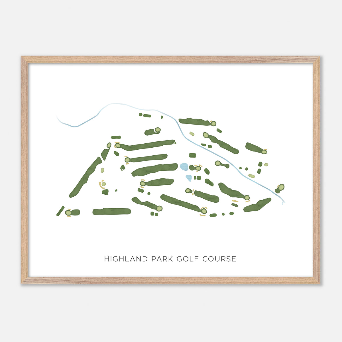 Print of Highland Park Golf Course Modern Map