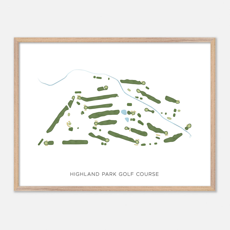 Print of Highland Park Golf Course Modern Map