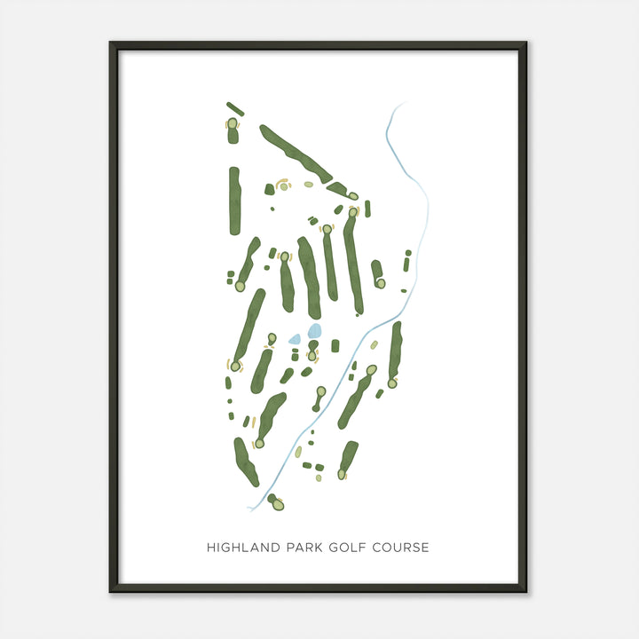 Print of Highland Park Golf Course Modern Map
