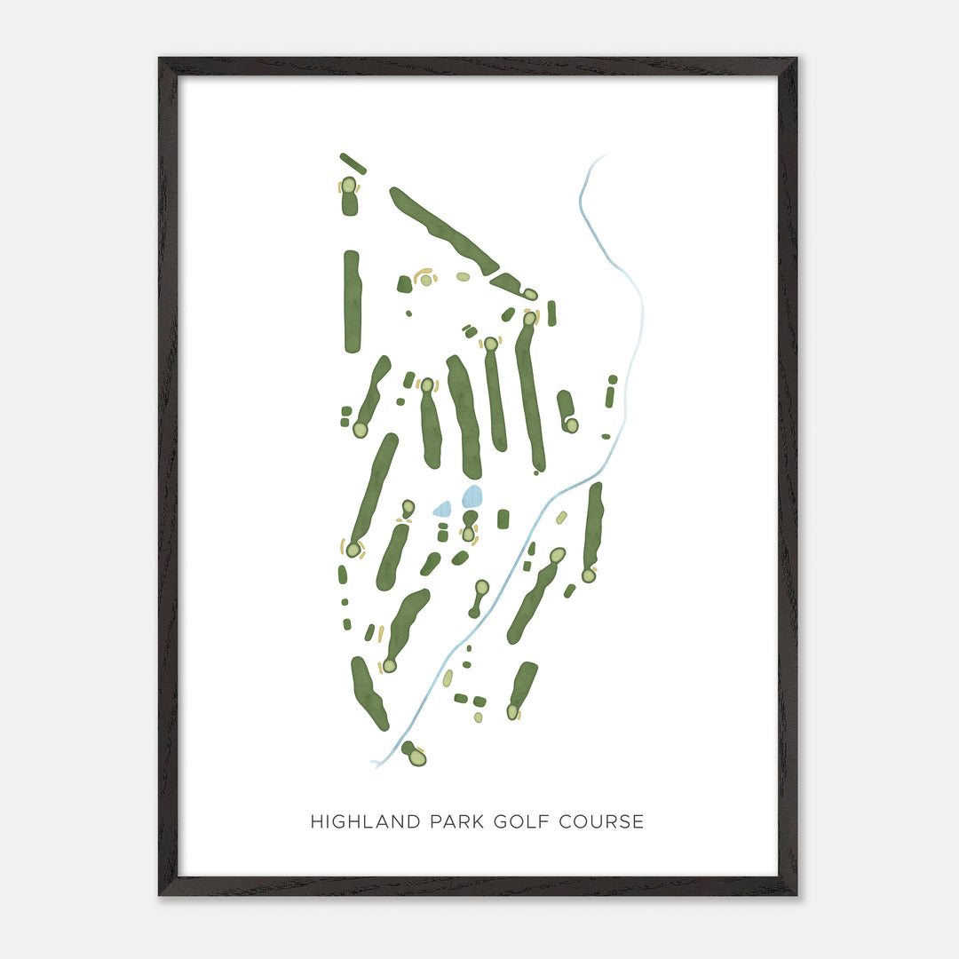 Print of Highland Park Golf Course Modern Map