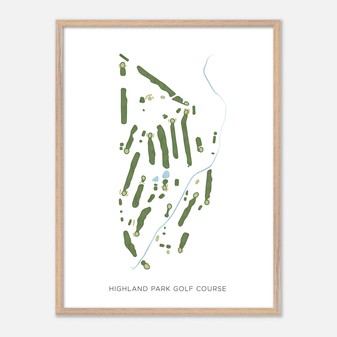 Print of Highland Park Golf Course Modern Map