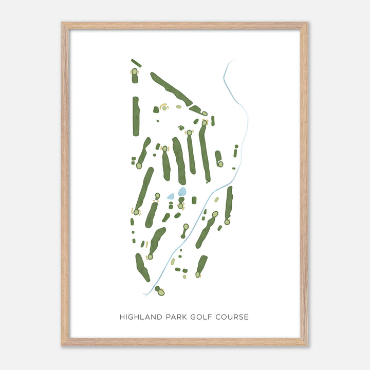 Print of Highland Park Golf Course Modern Map