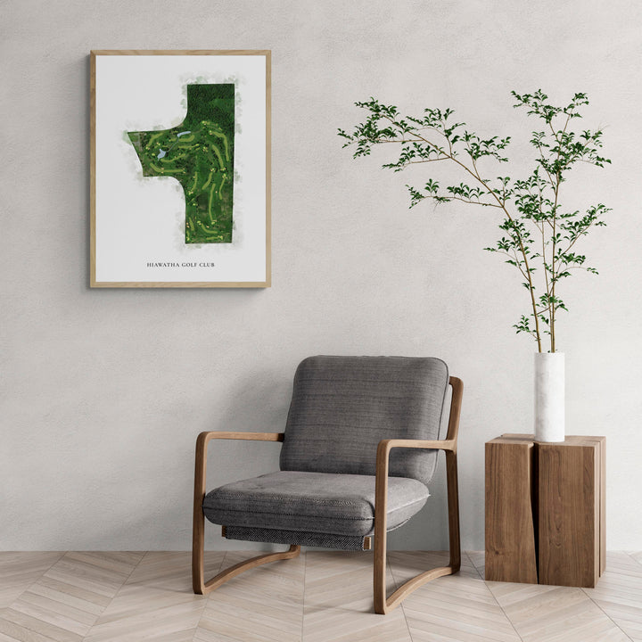 Classic Map of Hiawatha Golf Club with a comfy armchair and large plant