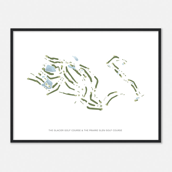 Print of The Glacier Golf Course & The Prairie Glen Golf Course Modern Map