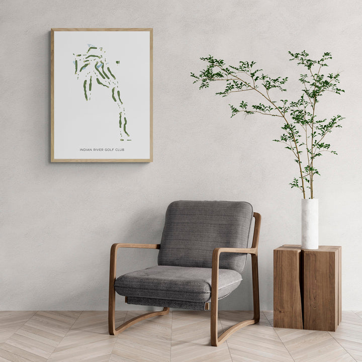 Modern Map of Indian River Golf Club with a comfy armchair and large plant