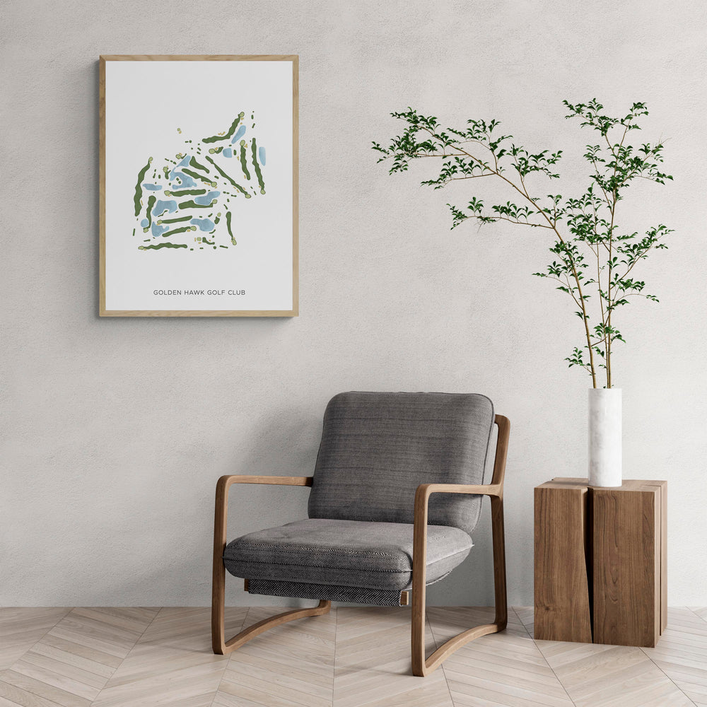 Modern Map of Golden Hawk Golf Club with a comfy armchair and large plant