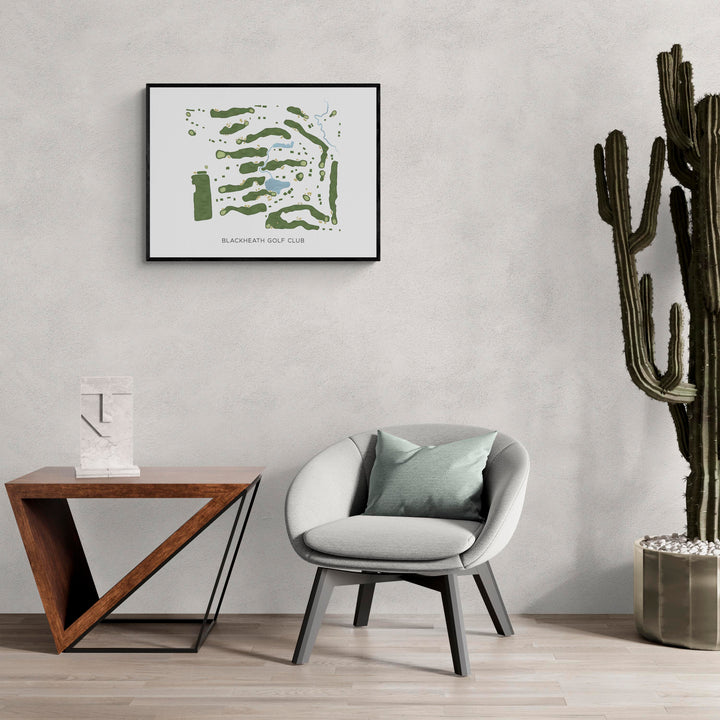 Modern Map of Blackheath Golf Club in a living room with large cactus plant