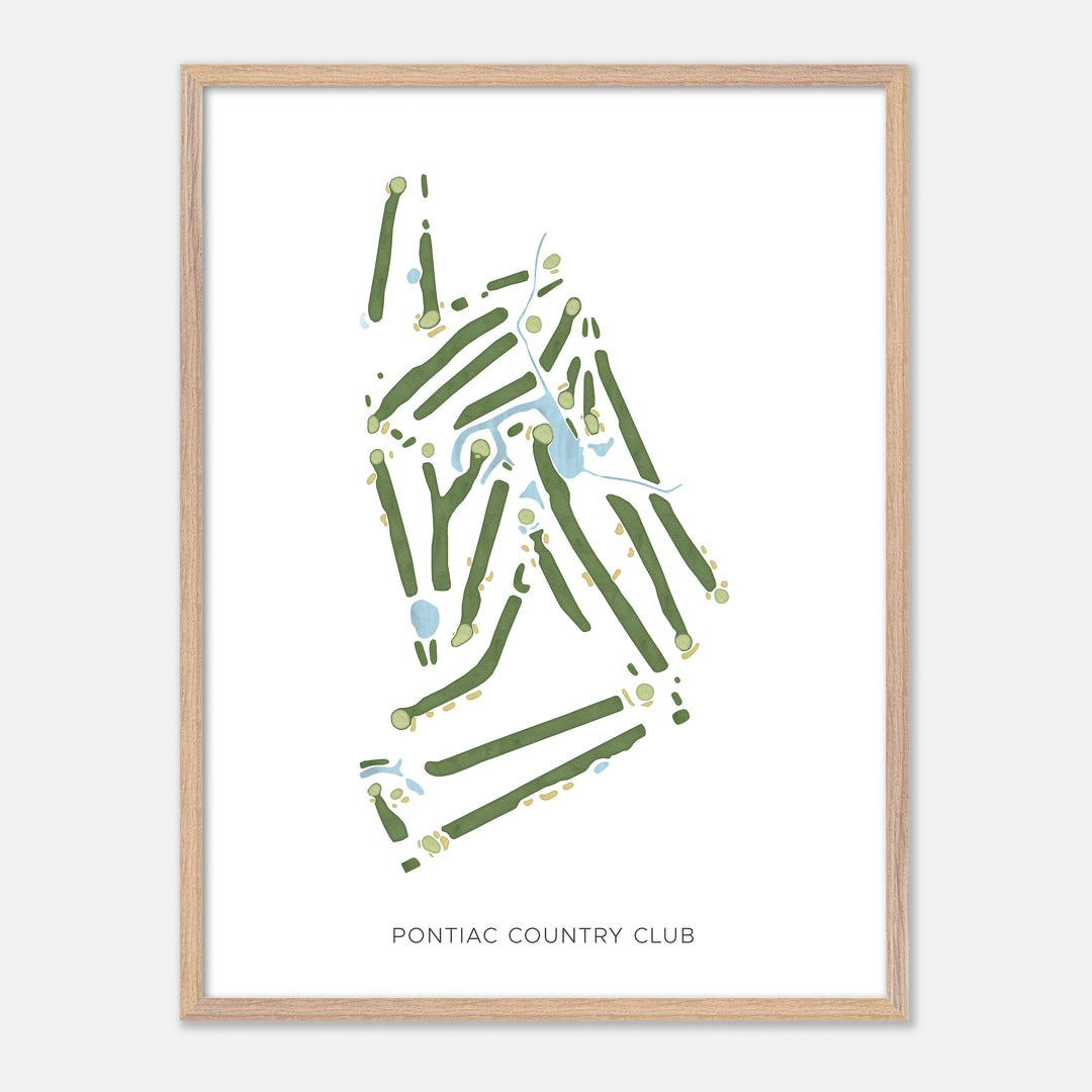 Print of Pontiac Country Club Modern Map