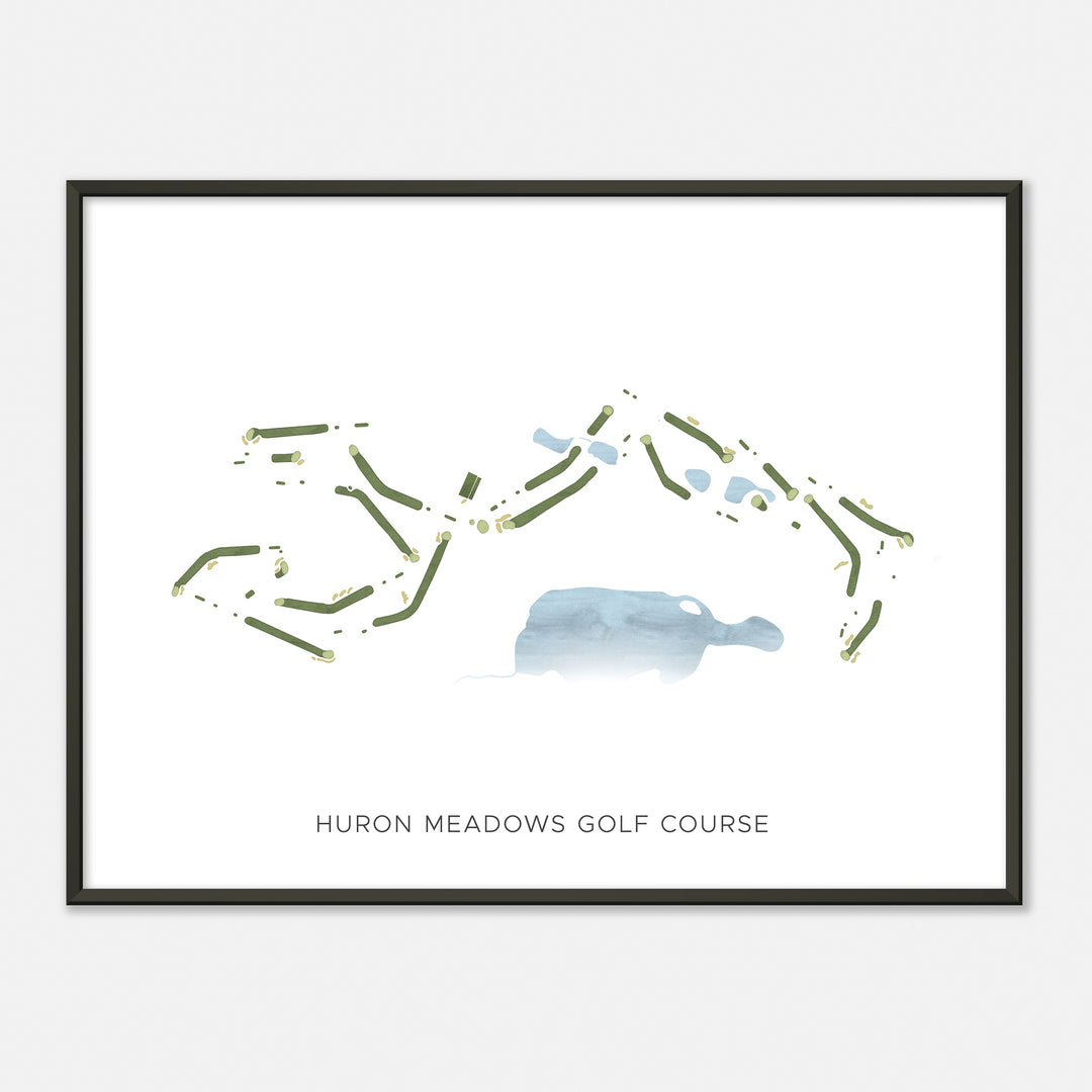 Print of Huron Meadows Golf Course Modern Map