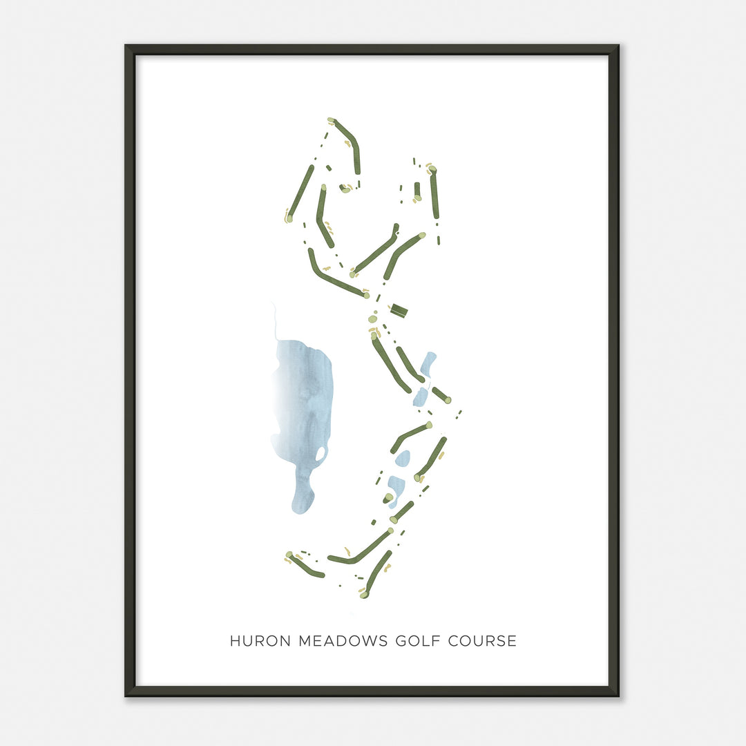 Print of Huron Meadows Golf Course Modern Map