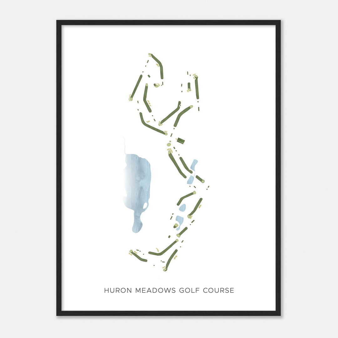 Print of Huron Meadows Golf Course Modern Map