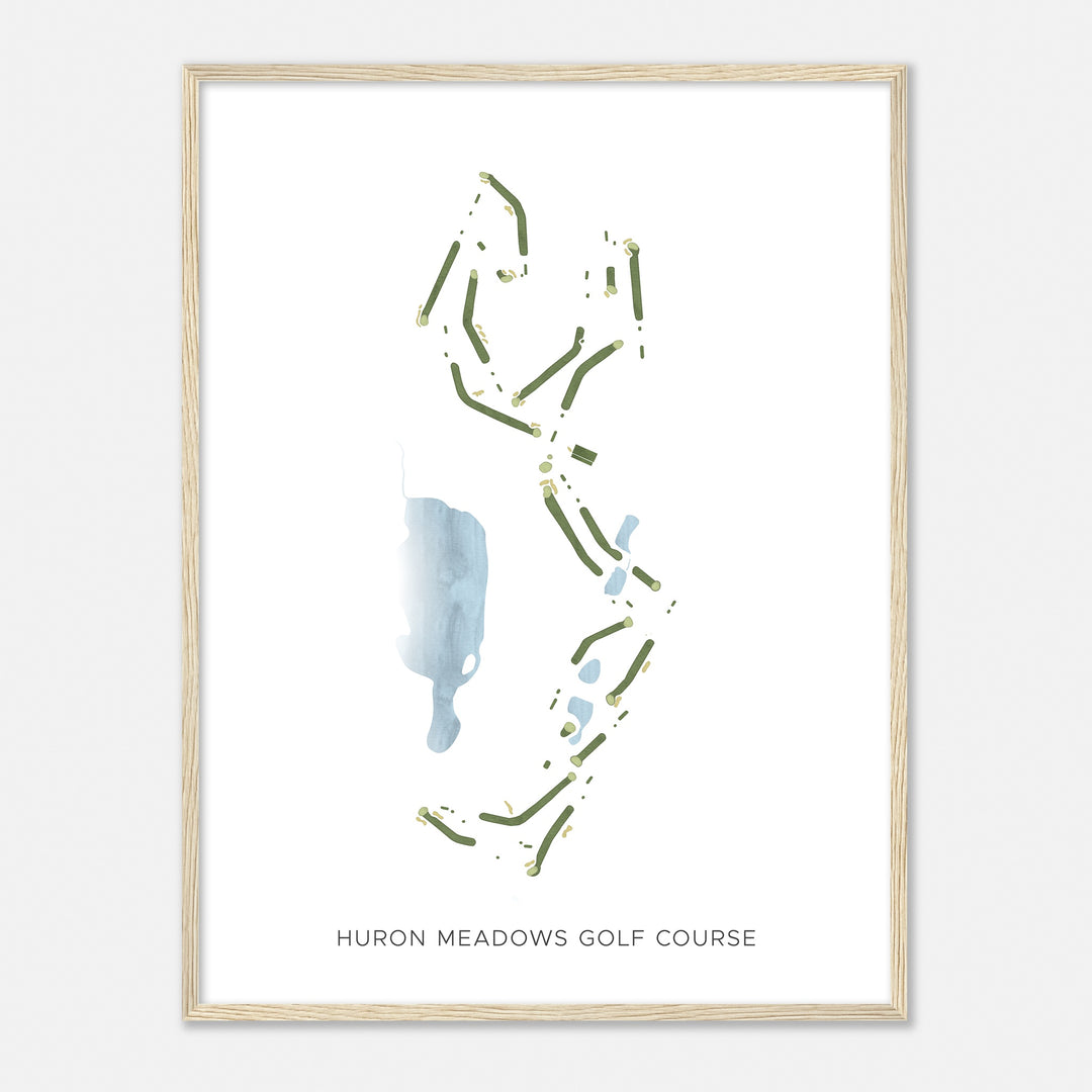 Print of Huron Meadows Golf Course Modern Map