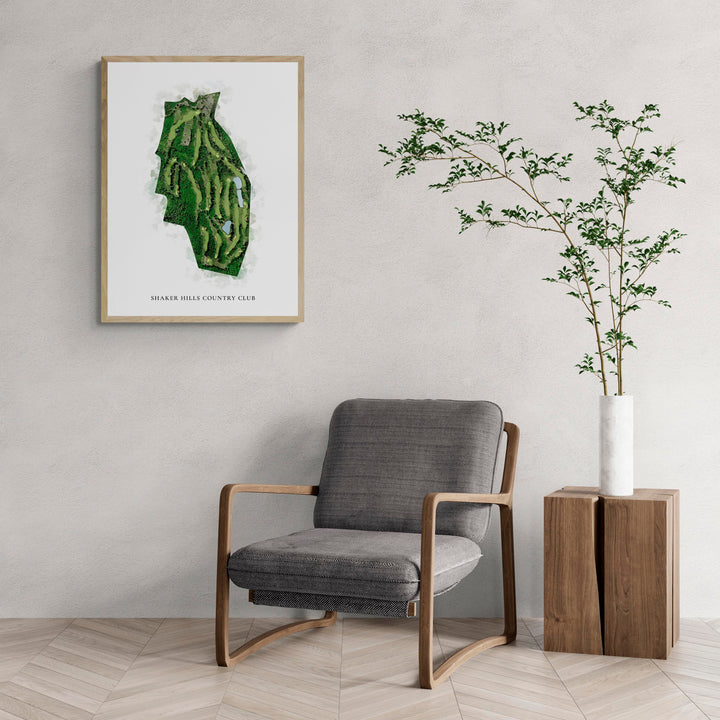 Classic Map of Shaker Hills Country Club with a comfy armchair and large plant