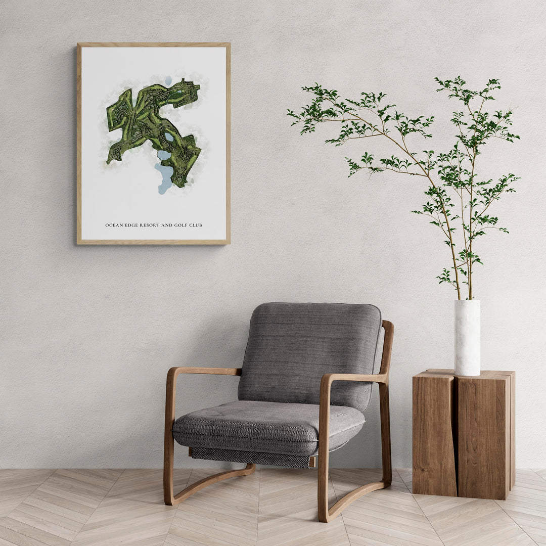 Classic Map of Ocean Edge Resort And Golf Club with a comfy armchair and large plant