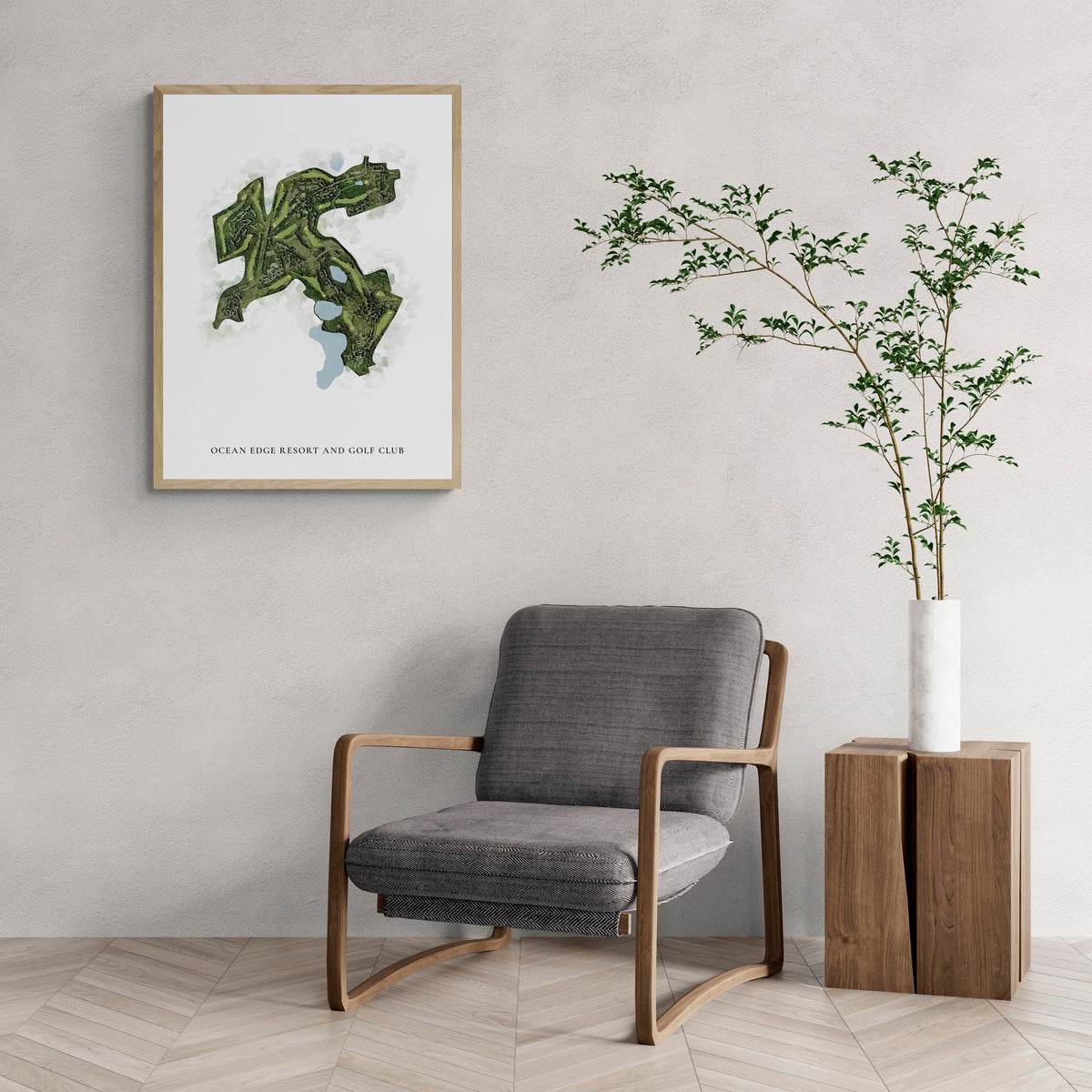 Classic Map of Ocean Edge Resort And Golf Club with a comfy armchair and large plant