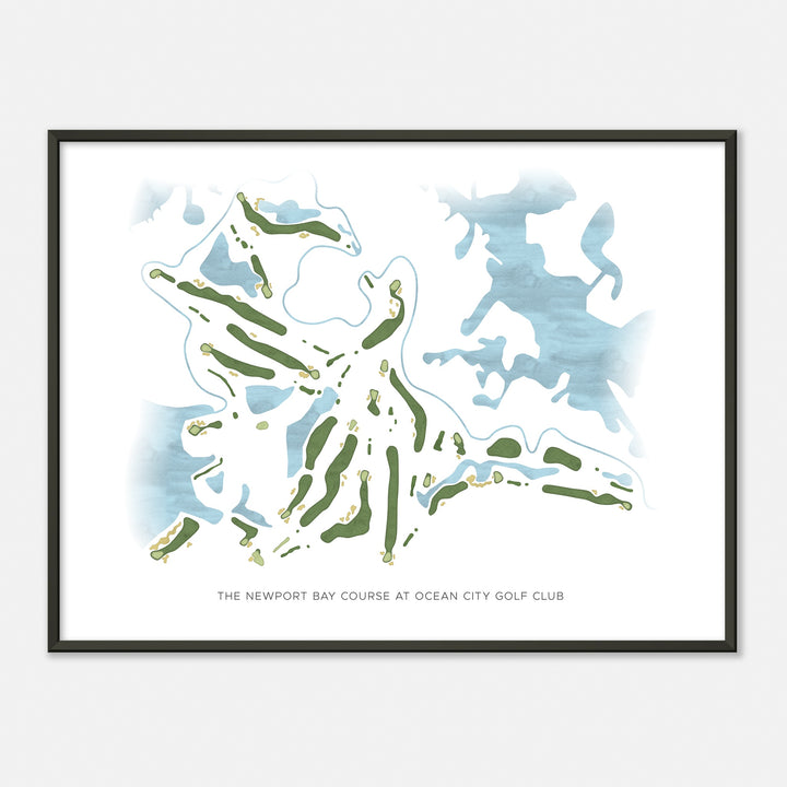 Print of The Newport Bay Course At Ocean City Golf Club Modern Map