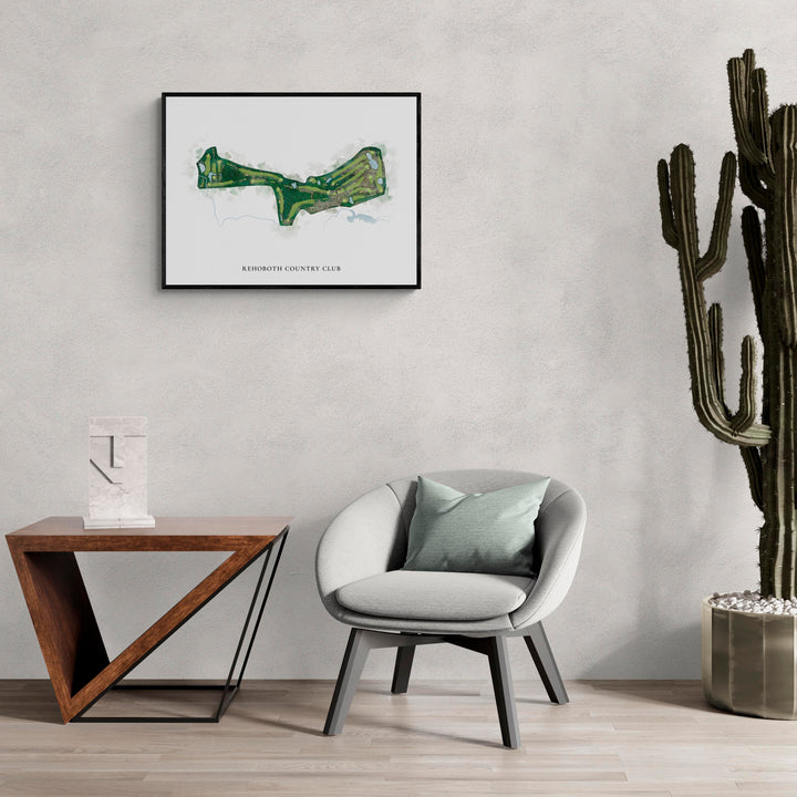 Classic Map of Rehoboth Country Club in a living room with large cactus plant
