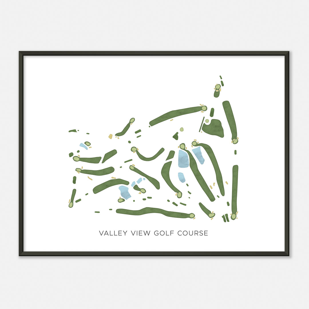 Print of Valley View Golf Course Modern Map