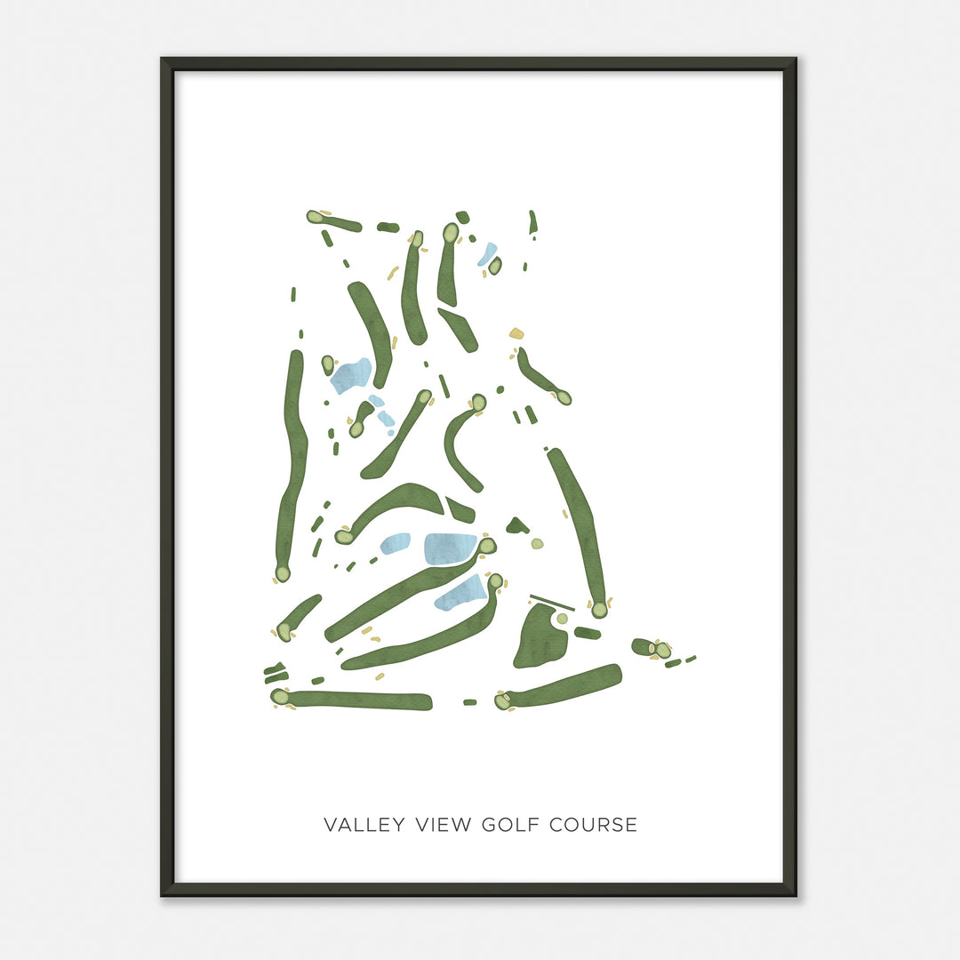 Print of Valley View Golf Course Modern Map