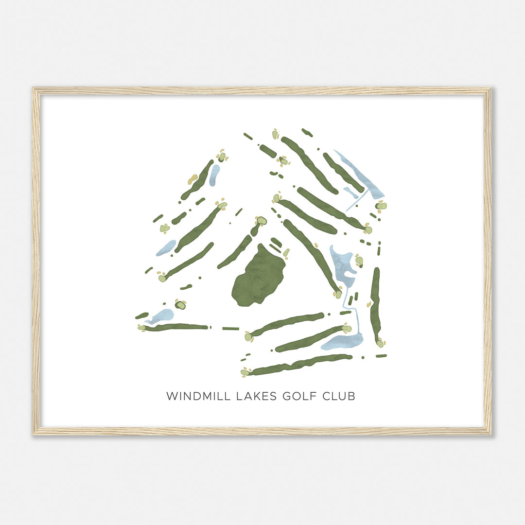 Print of Windmill Lakes Golf Club Modern Map