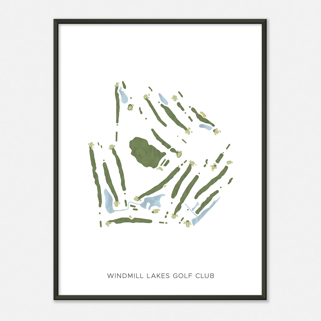 Print of Windmill Lakes Golf Club Modern Map