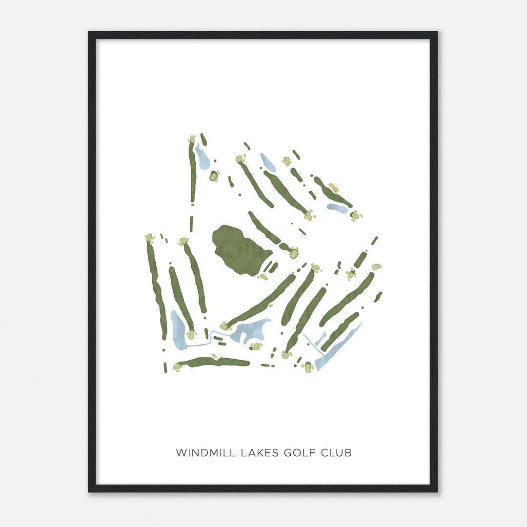 Print of Windmill Lakes Golf Club Modern Map