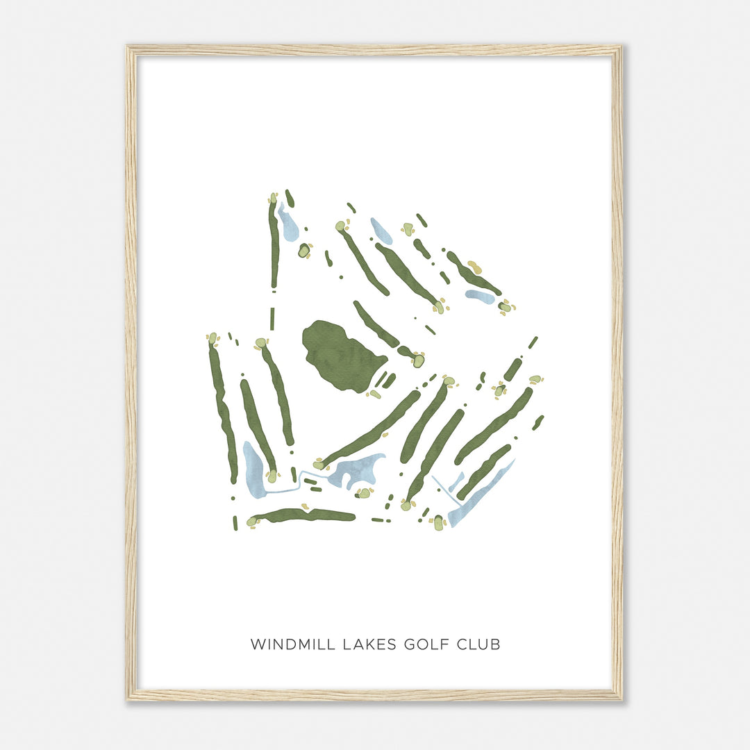 Print of Windmill Lakes Golf Club Modern Map