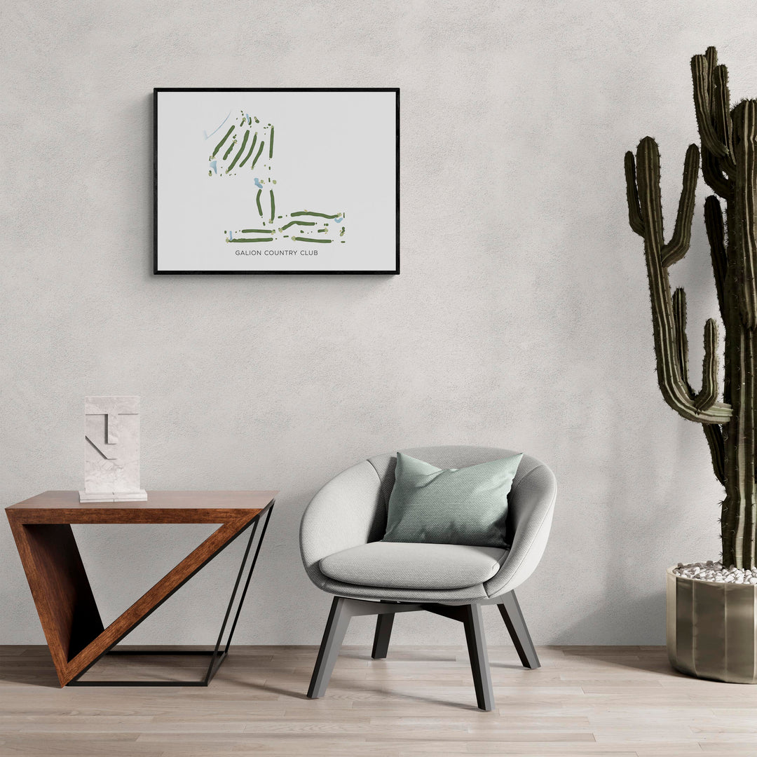 Modern Map of Galion Country Club in a living room with large cactus plant