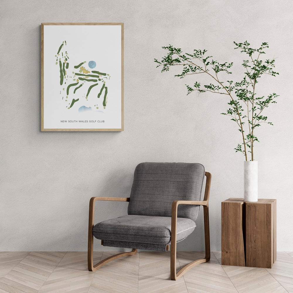 Modern Map of New South Wales Golf Club with a comfy armchair and large plant