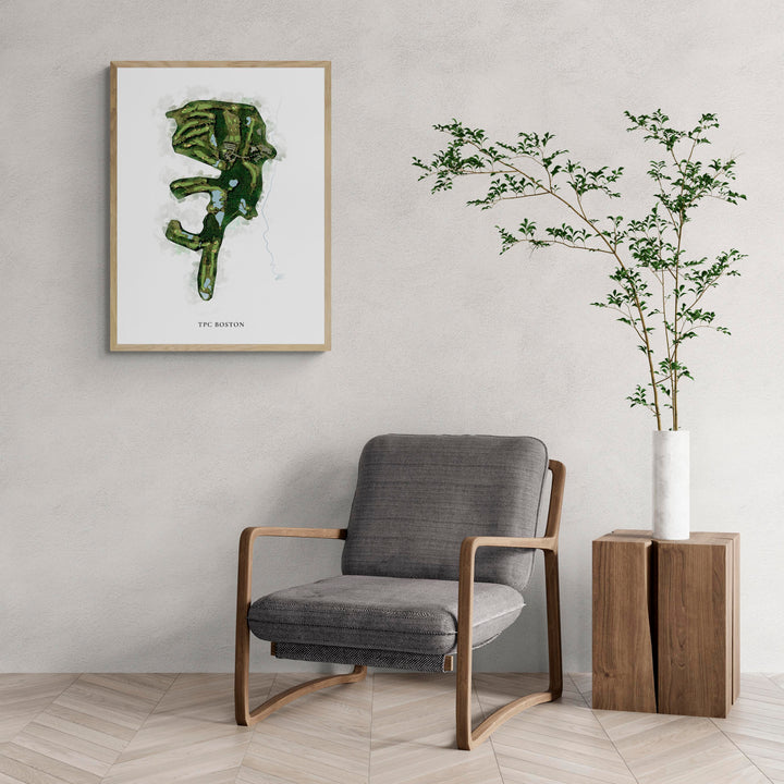 Classic Map of Tpc Boston with a comfy armchair and large plant