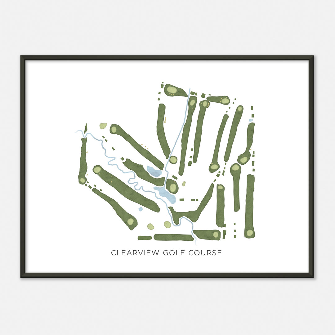 Print of Clearview Golf Course Modern Map