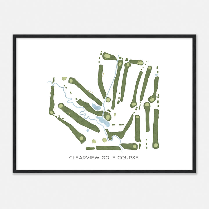 Print of Clearview Golf Course Modern Map