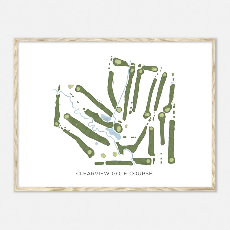 Print of Clearview Golf Course Modern Map