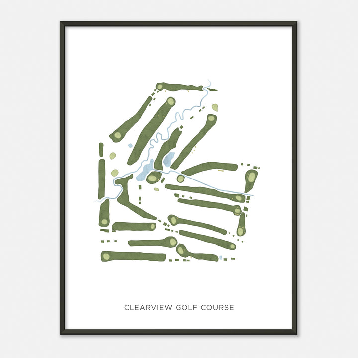 Print of Clearview Golf Course Modern Map