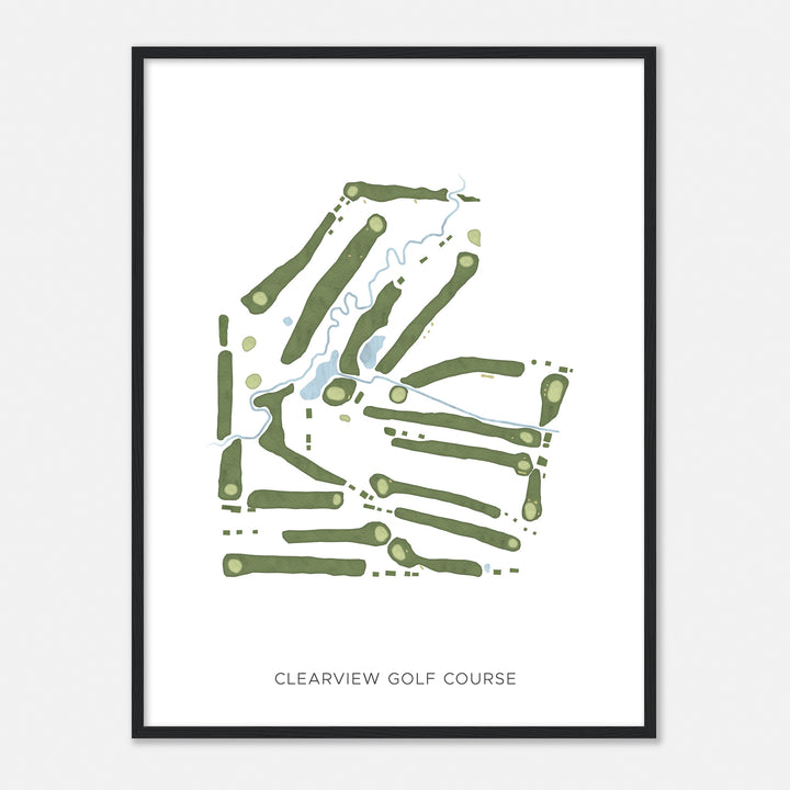Print of Clearview Golf Course Modern Map