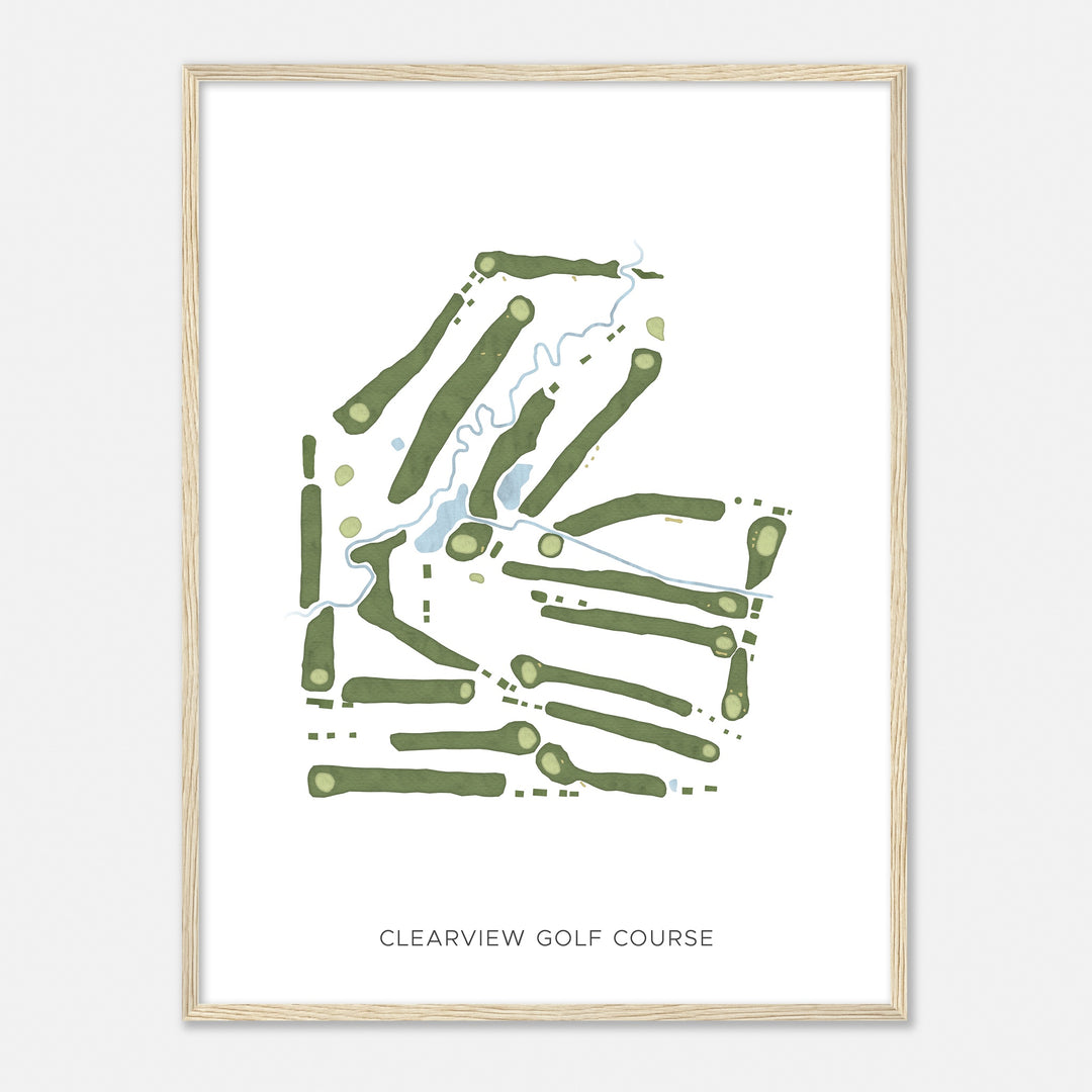 Print of Clearview Golf Course Modern Map