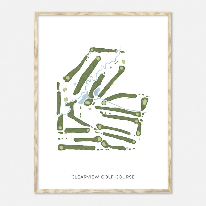 Print of Clearview Golf Course Modern Map